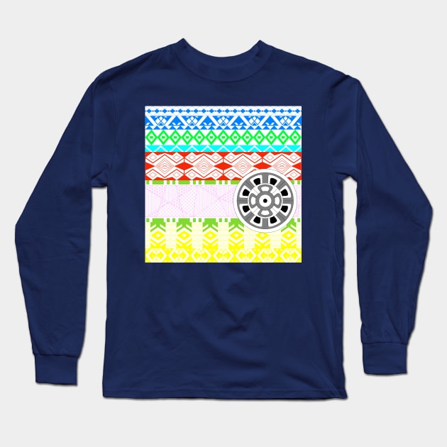 mexican mayan pattern ecopop in boho style Long Sleeve T-Shirt by jorge_lebeau